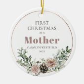 First Christmas as a Mother Name Year Keramisch Ornament (Voorkant)