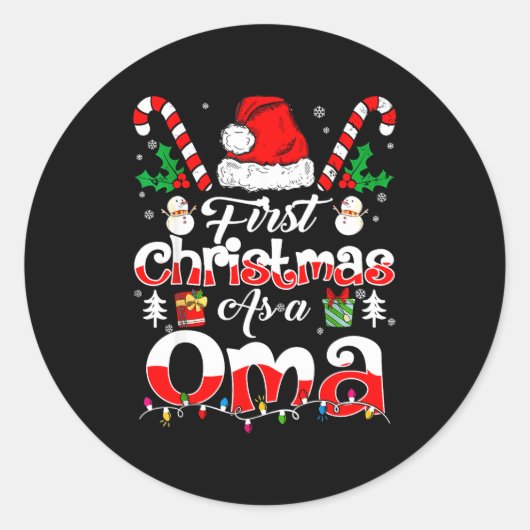 First Christmas As A Oma Family Matching  Ronde Sticker (Voorkant)