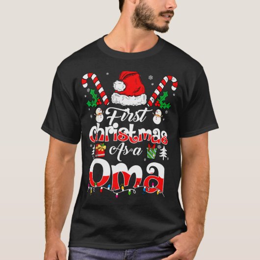 First Christmas As A Oma Family Matching  T-shirt (Voorkant)