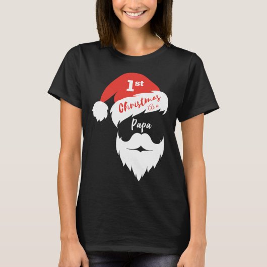 First Christmas As A Papa Santa Face T-shirt (Voorkant)