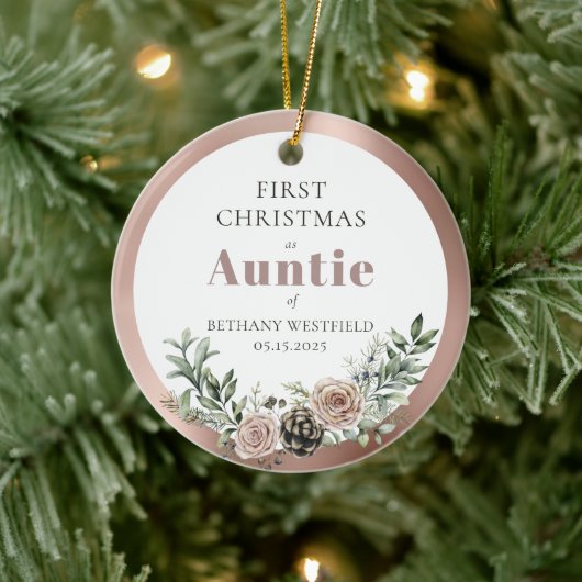 First Christmas as Auntie Photo Keepsake Keramisch Ornament (Boom)