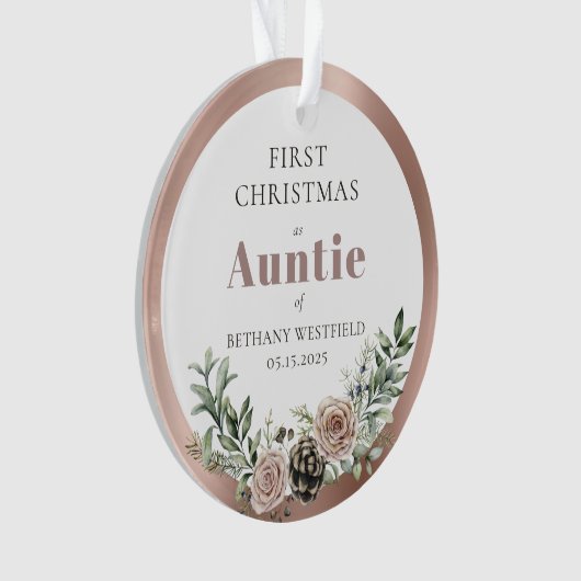 First Christmas as Auntie Photo Keepsake Ornament (voorkant)