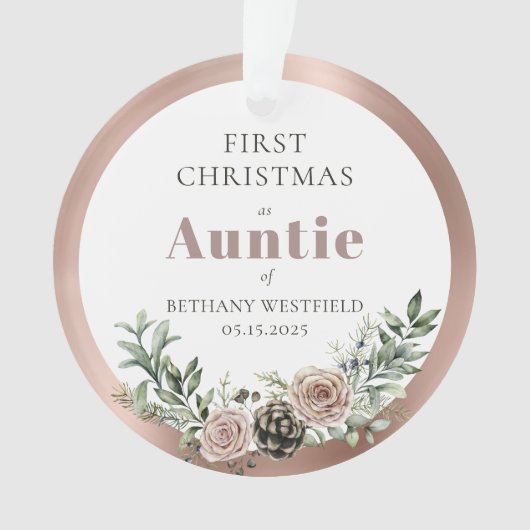 First Christmas as Auntie Photo Keepsake Ornament (voorkant)