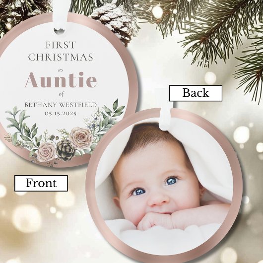First Christmas as Auntie Photo Keepsake Ornament