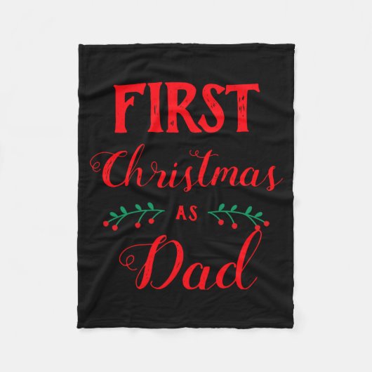 First Christmas As Dad Family Matching Red Text  Fleece Deken (Voorkant)
