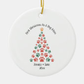 First Christmas as Dog Mom/Dad – Custom Paw Print  Keramisch Ornament (Voorkant)