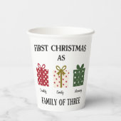 First Christmas as Family of 3 Keepsake Papieren Bekers (Achterkant)