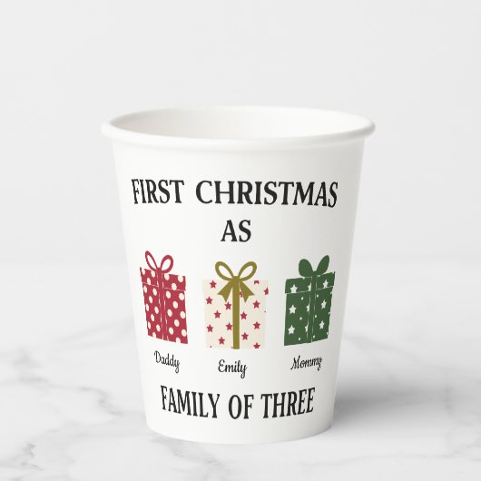 First Christmas as Family of 3 Keepsake Papieren Bekers (Voorkant)