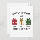 First Christmas as Family of Three Gift Briefkaart (Voorkant / Achterkant)
