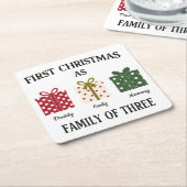 First Christmas as Family of Three Gift Kartonnen Onderzetters (Schuin)