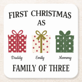 First Christmas as Family of Three Gift Kartonnen Onderzetters