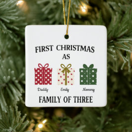 First Christmas as Family of Three Gift Keramisch Ornament