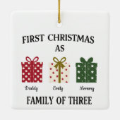 First Christmas as Family of Three Gift Keramisch Ornament (Achterkant)