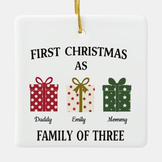 First Christmas as Family of Three Gift Keramisch Ornament (Voorkant)