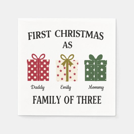 First Christmas as Family of Three Gift Servet (Voorkant)