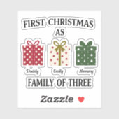 First Christmas as Family of Three Gift Sticker (Vel)