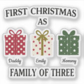 First Christmas as Family of Three Gift Sticker (Voorkant)