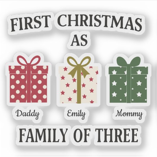 First Christmas as Family of Three Gift Sticker (Voorkant)