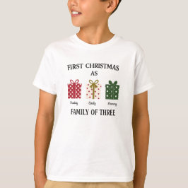 First Christmas as Family of Three Gift T-shirt