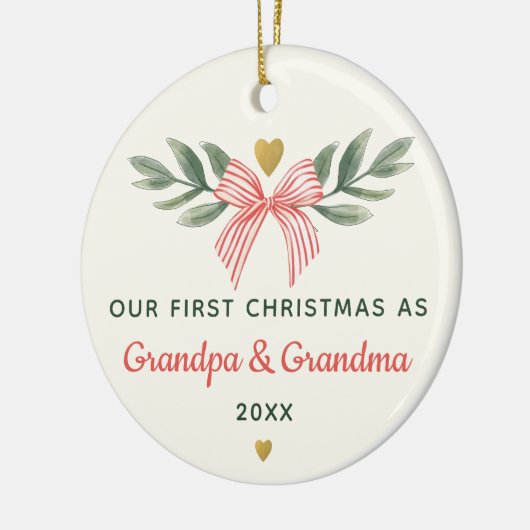 First Christmas As Grandma Grandpa Baby Photo Name Keramisch Ornament (Links)