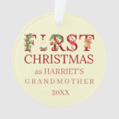 First Christmas as Grandma Red Typography – Custom Ornament (voorkant)