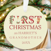 First Christmas as Grandma Red Typography – Custom Ornament