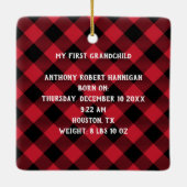 First Christmas as Grandpa Baby Photo Plaid Keramisch Ornament (Achterkant)