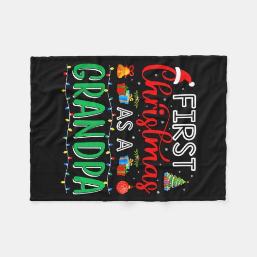 First Christmas As Grandpa Family Matching New Gra Fleece Deken (Voorkant (Horizontaal))