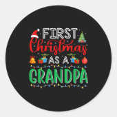 First Christmas As Grandpa Family Matching New Gra Ronde Sticker (Voorkant)