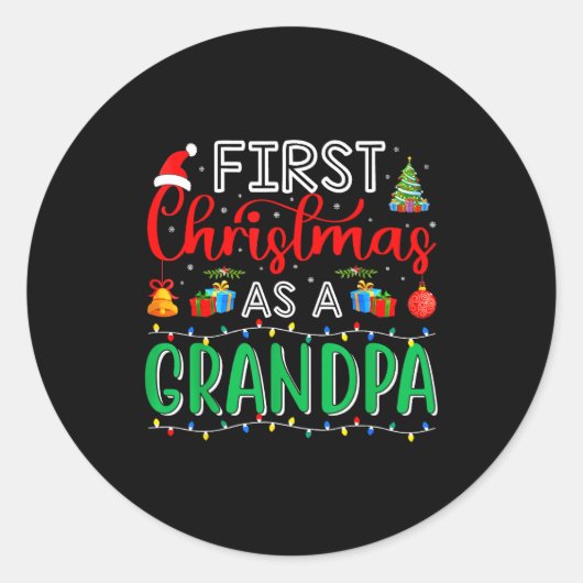 First Christmas As Grandpa Family Matching New Gra Ronde Sticker (Voorkant)