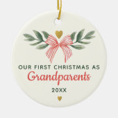 First Christmas As Grandparents Baby Photo Name Keramisch Ornament (Voorkant)