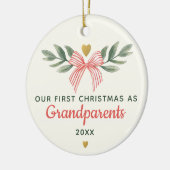 First Christmas As Grandparents Baby Photo Name Keramisch Ornament (Links)