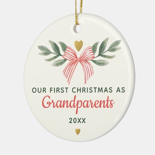 First Christmas As Grandparents Baby Photo Name Keramisch Ornament (Links)