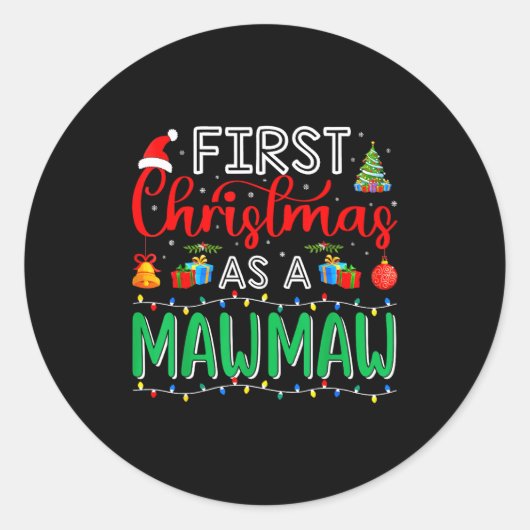 First Christmas As Mawmaw Family Matching New Mawm Ronde Sticker (Voorkant)