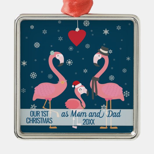 first Christmas as Mom and Dad Vlingo snowflakes Metalen Ornament (Voorkant)