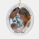 First Christmas as Mom Dad Wonderland Baby Photo Keramisch Ornament (Links)