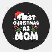 First Christmas As Mom  Ronde Sticker (Voorkant)