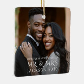 First Christmas As Mr And Mrs Couple Photo  Keramisch Ornament (Rechts)