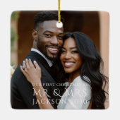 First Christmas As Mr And Mrs Couple Photo  Keramisch Ornament (Achterkant)