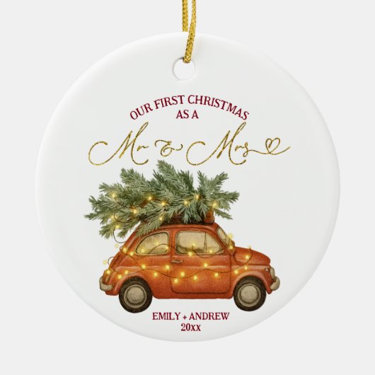 First Christmas as Mr and Mrs Keramisch Ornament (Voorkant)