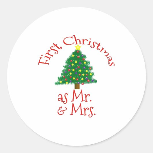 First Christmas As Mr And Mrs - Matching Newlyweds Ronde Sticker (Voorkant)