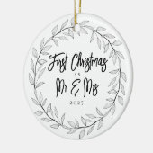 First Christmas as Mr & Mrs Photo Keepsake Keramisch Ornament (Links)
