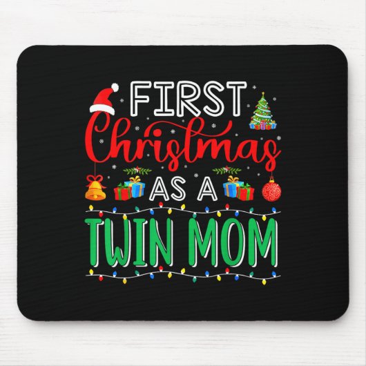 First Christmas As Twin Mom Family Matching New Tw Muismat (Voorkant)