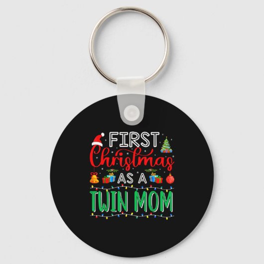 First Christmas As Twin Mom Family Matching New Tw Sleutelhanger (Voorkant)