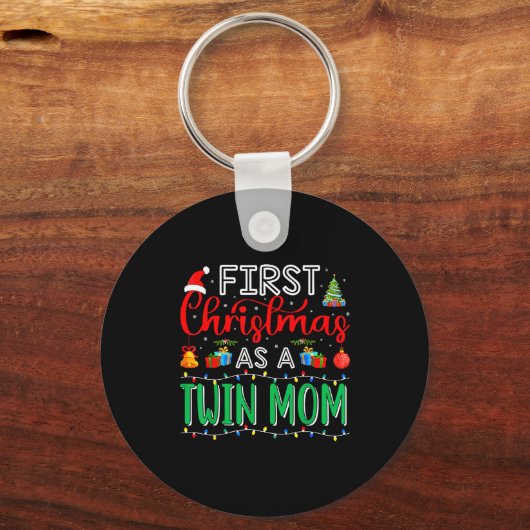 First Christmas As Twin Mom Family Matching New Tw Sleutelhanger (Voorkant)