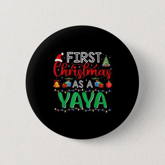First Christmas As Yaya Family Matching New Yaya  Ronde Button 5,7 Cm (Voorkant)