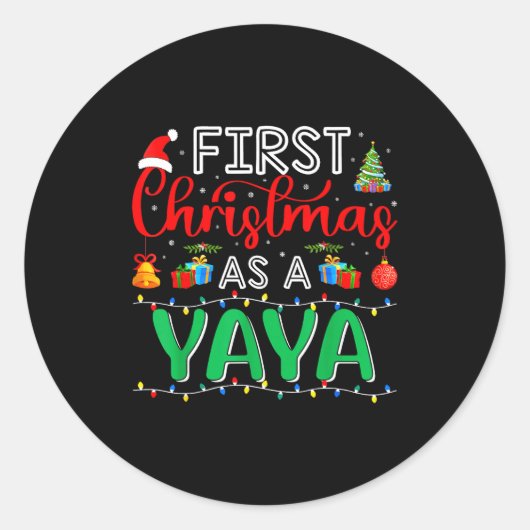 First Christmas As Yaya Family Matching New Yaya  Ronde Sticker (Voorkant)