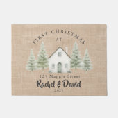 First Christmas at New Home Doormat |Names Deurmat (Voorkant)