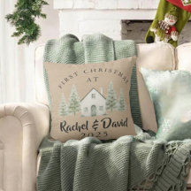 First Christmas at New Home Pillow