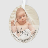 First Christmas Baby 2 Photo Script Name Ornament (voorkant)